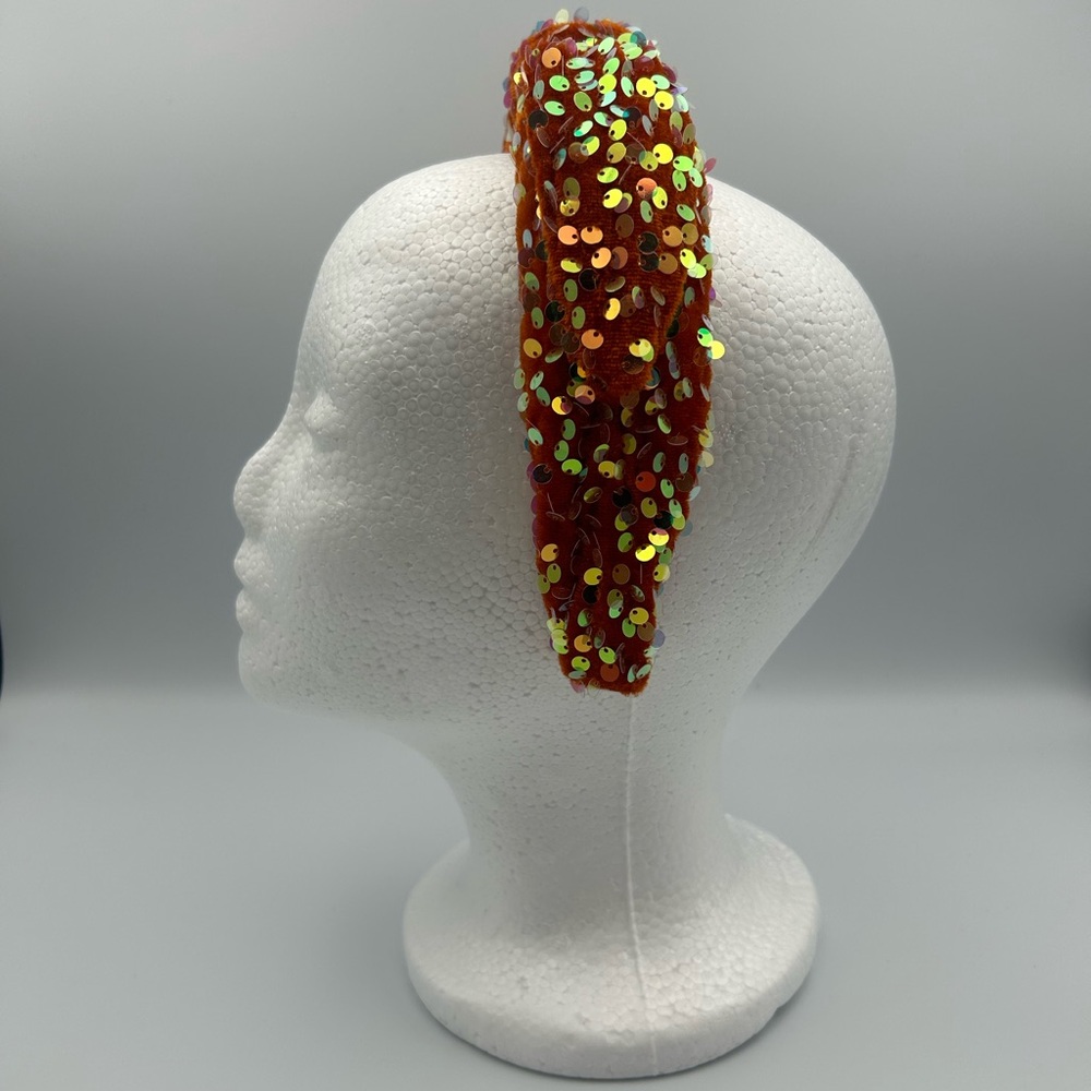 Lele Sadoughi Orange Sequin Knotted Headband - Picture 11 of 16
